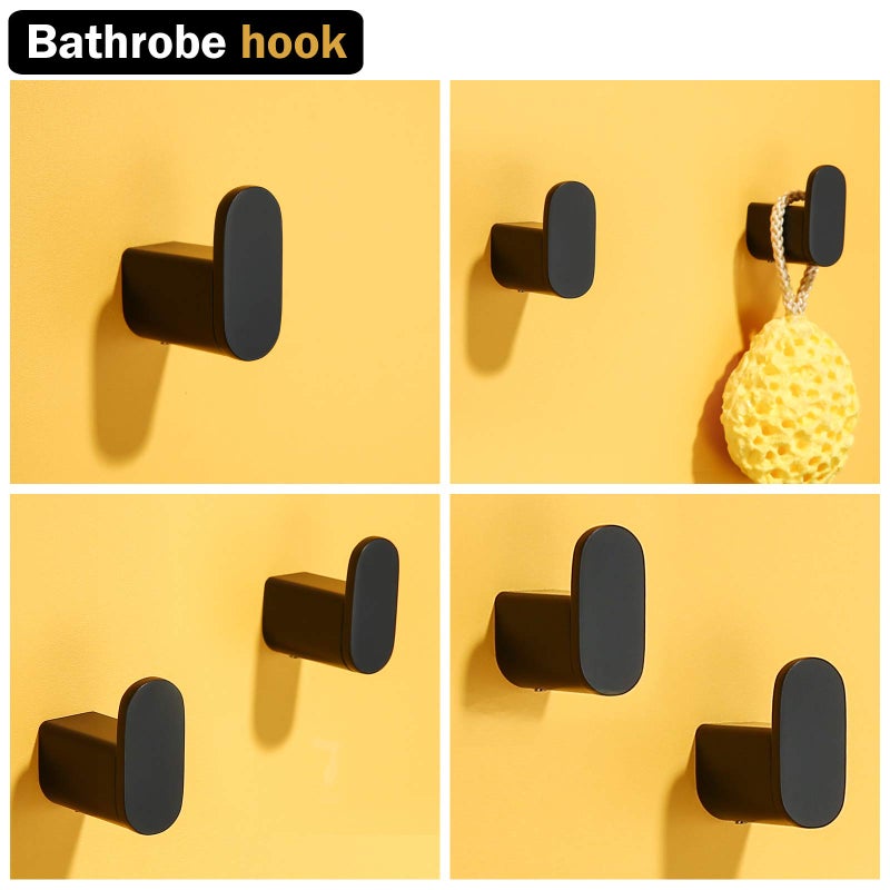 RANDOM Towel Hooks for Bathroom Wall Mounted Hand Towel Holder Matte Black Coat Hooks Heavy Duty Wall Hook for Kitchen Stainless Steel Robe Hook 2 Pack - Image 3